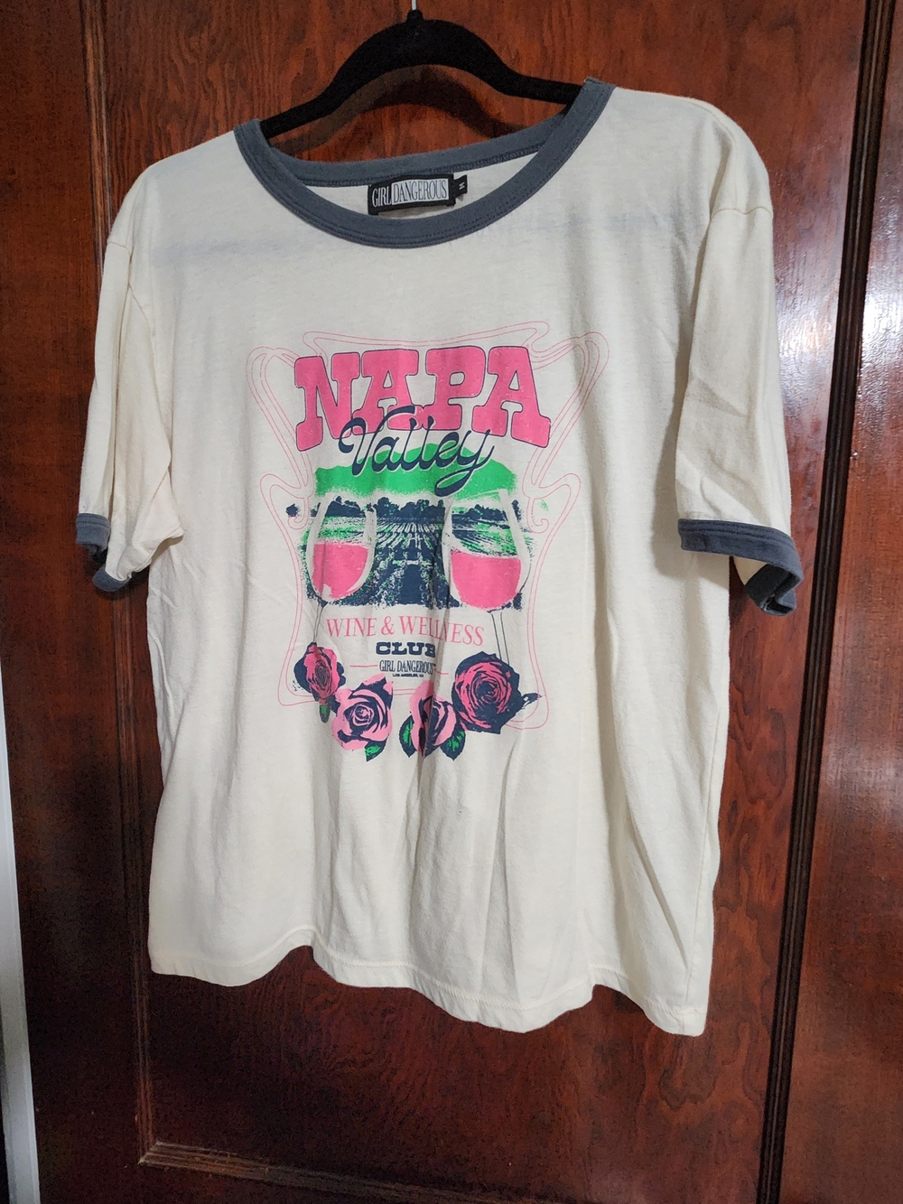 Anthropologie Girl Dangerous Napa Valley Wine Ringer Tee EUC